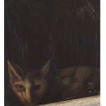 ANONIMO, Portrait of a woman with a headdress and a kitten