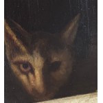 ANONIMO, Portrait of a woman with a headdress and a kitten
