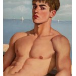 ANONIMO, Portrait of a young man with a bare torso by the sea