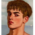 ANONIMO, Portrait of a young man with a bare torso by the sea