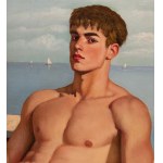 ANONIMO, Portrait of a young man with a bare torso by the sea