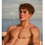 ANONIMO, Portrait of a young man with a bare torso by the sea