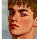 ANONIMO, Portrait of a young man with a bare torso by the sea
