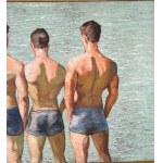 ANONIMO, Three male figures on a seashore, seen from behind