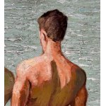 ANONIMO, Three male figures on a seashore, seen from behind