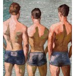 ANONIMO, Three male figures on a seashore, seen from behind