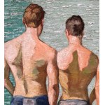 ANONIMO, Three male figures on a seashore, seen from behind