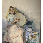 Arlando De Lisio, Junge Frau mit einem Tamburin - Arlando De Lisio