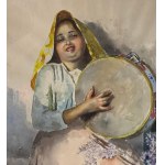 Arlando De Lisio, Junge Frau mit einem Tamburin - Arlando De Lisio