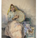 Arlando De Lisio, Junge Frau mit einem Tamburin - Arlando De Lisio