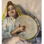 Arlando De Lisio, Junge Frau mit einem Tamburin - Arlando De Lisio