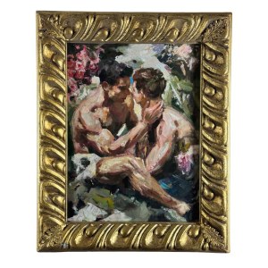 ANONIMO, Two male figures with bare torsos