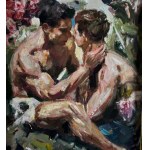 ANONIMO, Two male figures with bare torsos