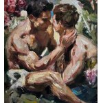 ANONIMO, Two male figures with bare torsos