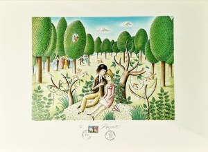 Peynet Raymond (1908-1999), „A quoi l'on joue?'' (W co się bawimy) z cyklu „Les Amoureux” (Zakochani), 1985