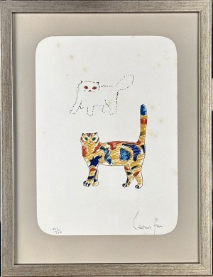 Leonor Fini (1907-1996) , z cyklu graficznego zatytułowanego „Les Chats” (Koty) 1978