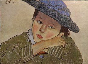 Stanisław Wyspiański (1869-1907), Dziewczynka w niebieskim kapelusiku, grafika
