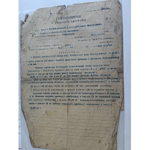 NOTICE OF COMMENCEMENT OF EXECUTION STRZYŻÓW 1934