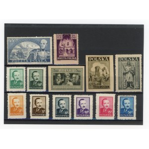 Polen, 1940er Jahre. Set mit 13 ungestempelten Briefmarken (102)
