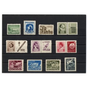 Polska, 1948. Zestaw 11 szt. niekasowanych znaczków (111)