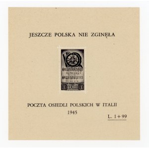 Postage Stamps of Polish Settlements in Italy. Miniature sheet issued as a block, 1946. Uncancelled block (167)