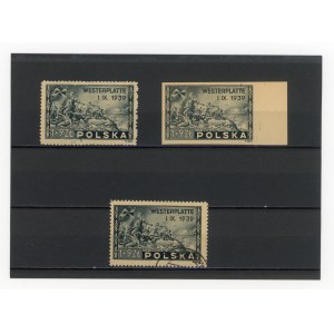 6th anniversary of the Battle of Westerplatte, 1945. Set of 3 stamps. Two unused, one used (182)
