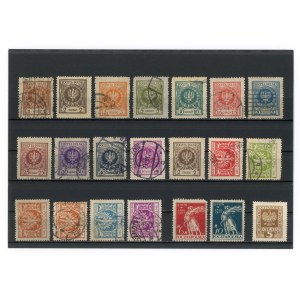Polen, 1920er Jahre. Set mit 21 Briefmarken, größtenteils gestempelt (190)