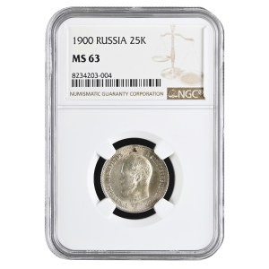 Russisches Reich, 25 Kopeken, 1900 Jahr, NGC, MS 63