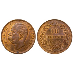 Włochy, 10 centów, 1894 rok, BI