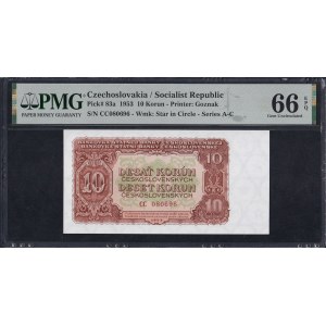Czechoslovakia, 10 Korun, 1953, Gem UNC 66 EPQ