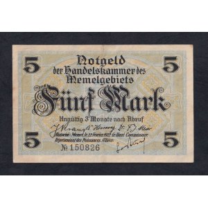 Memel, 5 Mark, 1922, XF