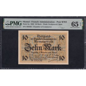 Memel, 10 Mark, 1922, Gem UNC 65 EPQ