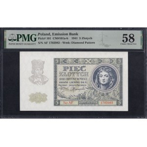 Pologne, 5 Zlotych, 1941, Choix Environ UNC 58