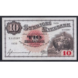 Sweden, 10 Kronor, 1939, XF