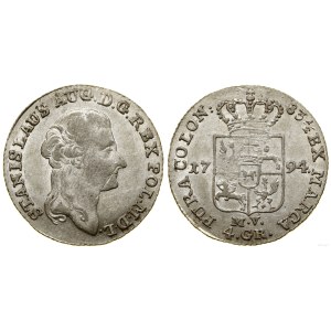Polsko, zlotý (4 groše), 1794 MV, Varšava