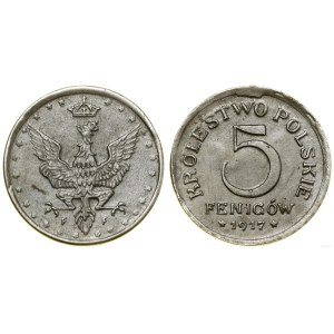 Pologne, 5 fenig, 1917 F, Stuttgart