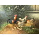 Otto Scheuerer, Chickens and Ducks (pair of paintings)