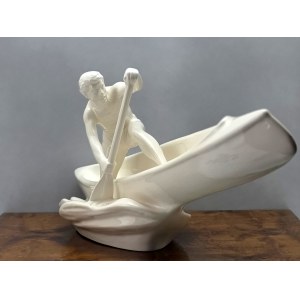 Duża ceramiczna figurka wioślarza, Jihokera Bechyně - lata 50 XX w.
