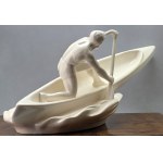 Duża ceramiczna figurka wioślarza, Jihokera Bechyně - lata 50 XX w.