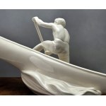 Duża ceramiczna figurka wioślarza, Jihokera Bechyně - lata 50 XX w.