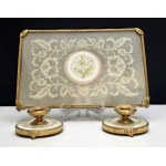 A historic dressing table and vanity set with petit point embroidery by Regent – London, first half of the 20th century