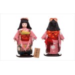 Large kimekomi ningyō doll in hand-painted kimono