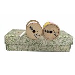 Pair of kokeshi in original box from the "History of Clothing" series, Heian era clothing