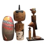 Set of three kokeshi with original forms, second half of 20th century.