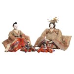 Set of four kimekomi ningyō dolls - imperial couple and courtiers, Edo period (19th century).