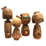 Set of four sōsaku kokeshi - girls, 1950s.