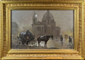 Czesław WASILEWSKI (Ignacy ZYGMUNTOWICZ) (1875 Warszawa - 1947 Łódź), Plac Trzech Krzyży nocą