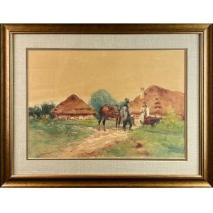 Adam SETKOWICZ (1876 Kraków - 1945 Kraków), Scena przed chatą