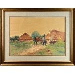Adam SETKOWICZ (1876 Kraków - 1945 Kraków), Scene in front of a cottage
