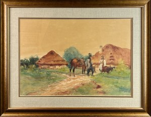 Adam SETKOWICZ (1876 Kraków - 1945 Kraków), Scena przed chatą